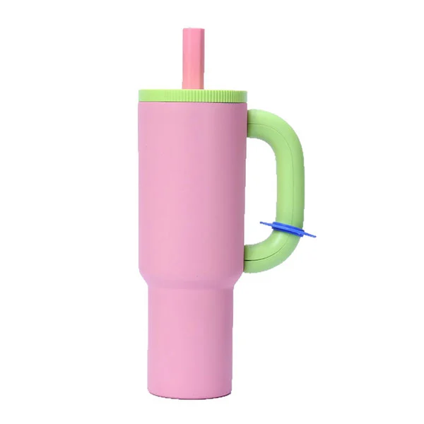 40oz Stainless Steel Vacuum Insulated Traveling Tumblers with Handle and Straw